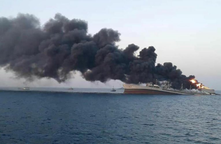 One of Iran’s biggest navy ships sinks after catching fire