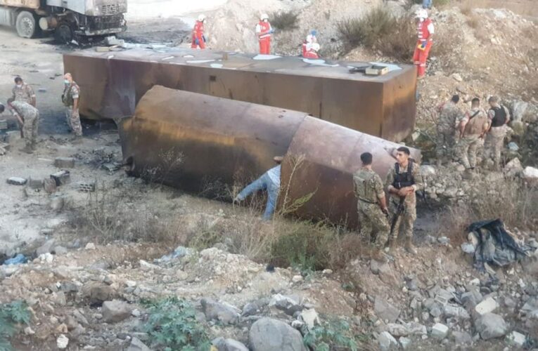 At least 20 people killed when fuel tank explodes in Lebanon