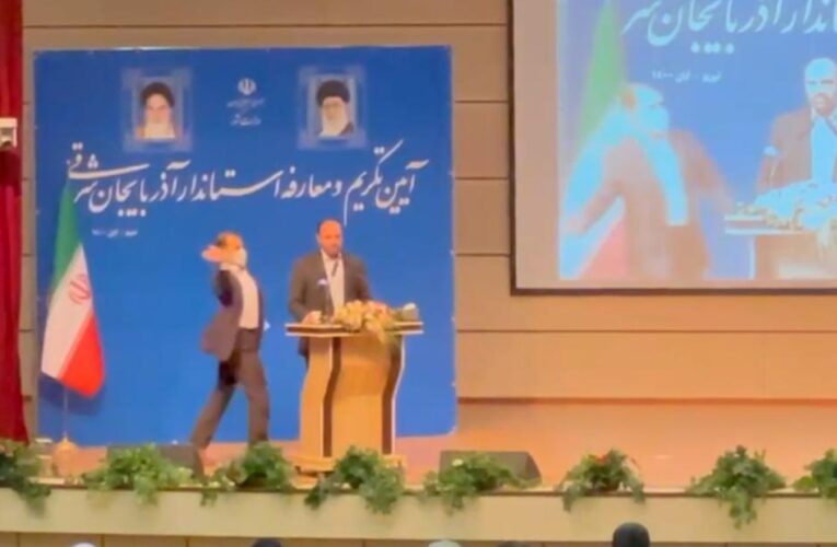 Iranian governor slapped in the face during public speech