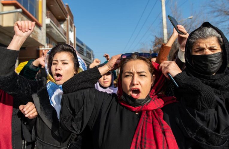 Taliban use water cannon on women protesting education order in Afghanistan
