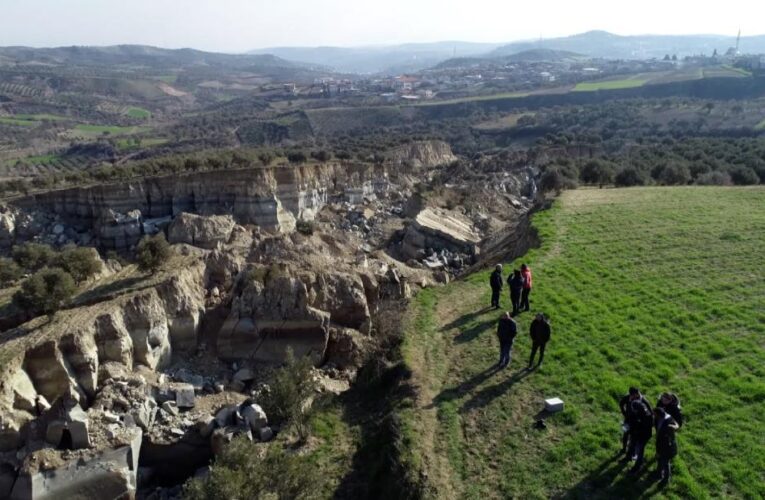 Earthquake creates canyon-like chasm in Turkish olive grove