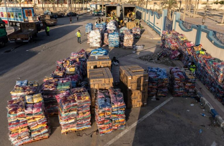 Egypt agrees to allow first aid trucks into Gaza as it reels from hospital blast