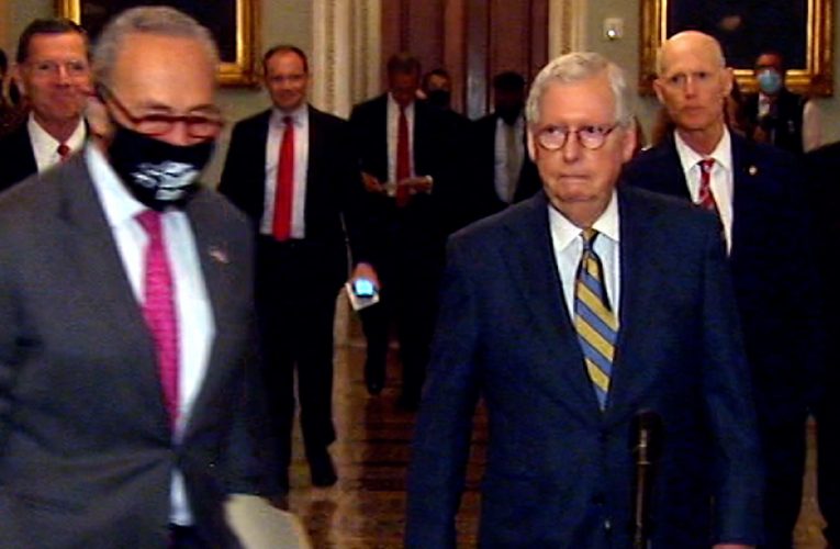 شومر يقفز أمام ماكونيل ويقطع الطريق عليه قبيل مؤتمر صحفي.. شاهد رد فعله