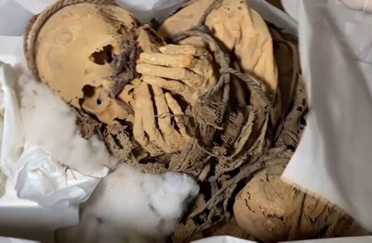 مقيدة وتغطي وجهها بيديها.. اكتشاف مومياء في بيرو يعتقد أن عمرها 1200 عام