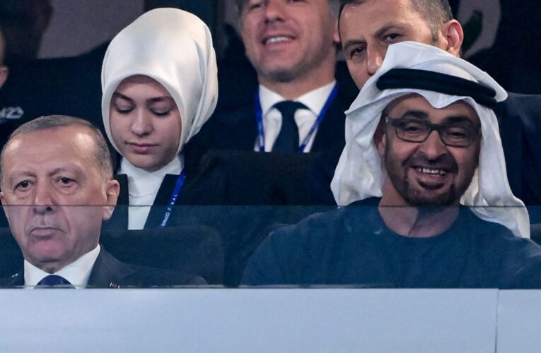 العدسة تلتقط لحظة فرح محمد بن زايد وعناق أردوغان بعد إعلان فوز السيتي على الإنتر وسط تفاعل