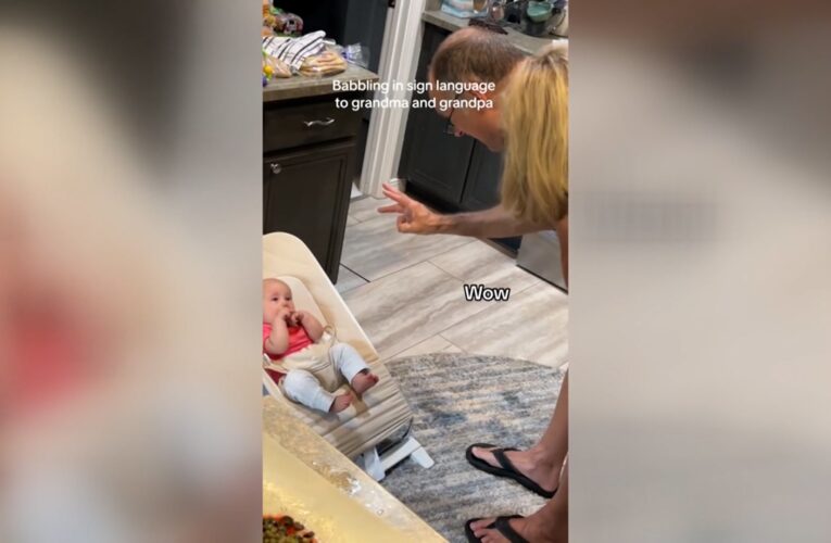 حصدت ملايين المشاهدات.. شاهد رضيعة تتواصل مع جديها الأصمين بلغة الإشارة