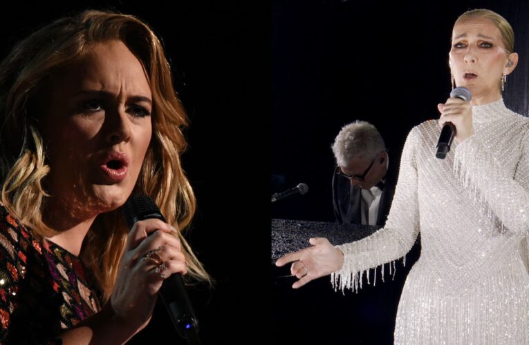 عناق ودموع.. لحظات مؤثرة بين أديل وسيلين ديون في لاس فيغاس