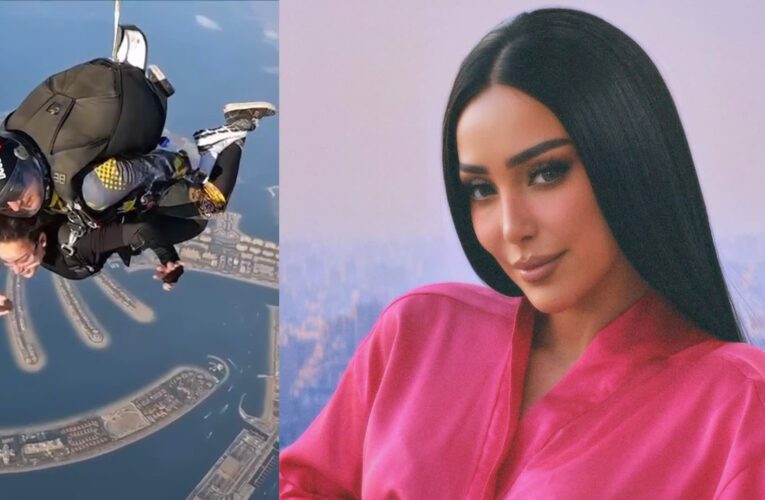 بسمة بوسيل تستمع بالقفز في سماء دبي وتحتفل بنجاح “لأ ثواني”