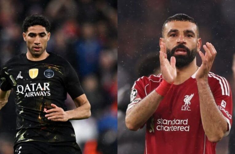 تصرف “لافت” من أشرف حكيمي مع محمد صلاح بعد خسارة ليفربول أمام باريس