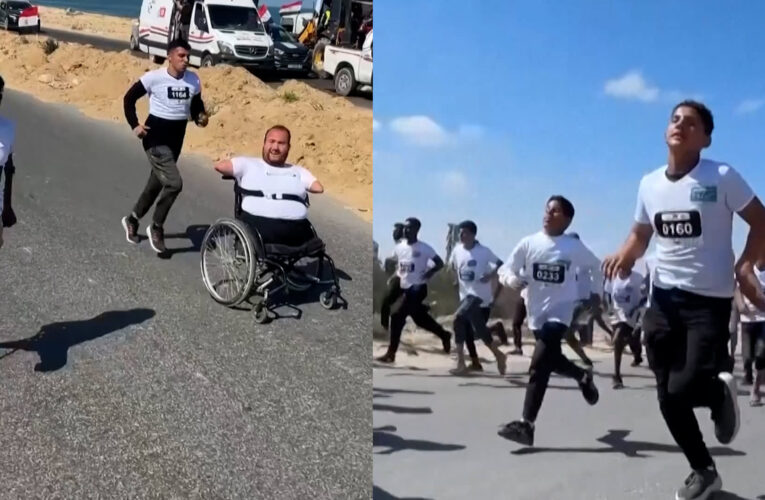 بعكازات وكراسٍ متحركة.. فلسطينيون مبتوري الأطراف يتنافسون بماراثون في غزة